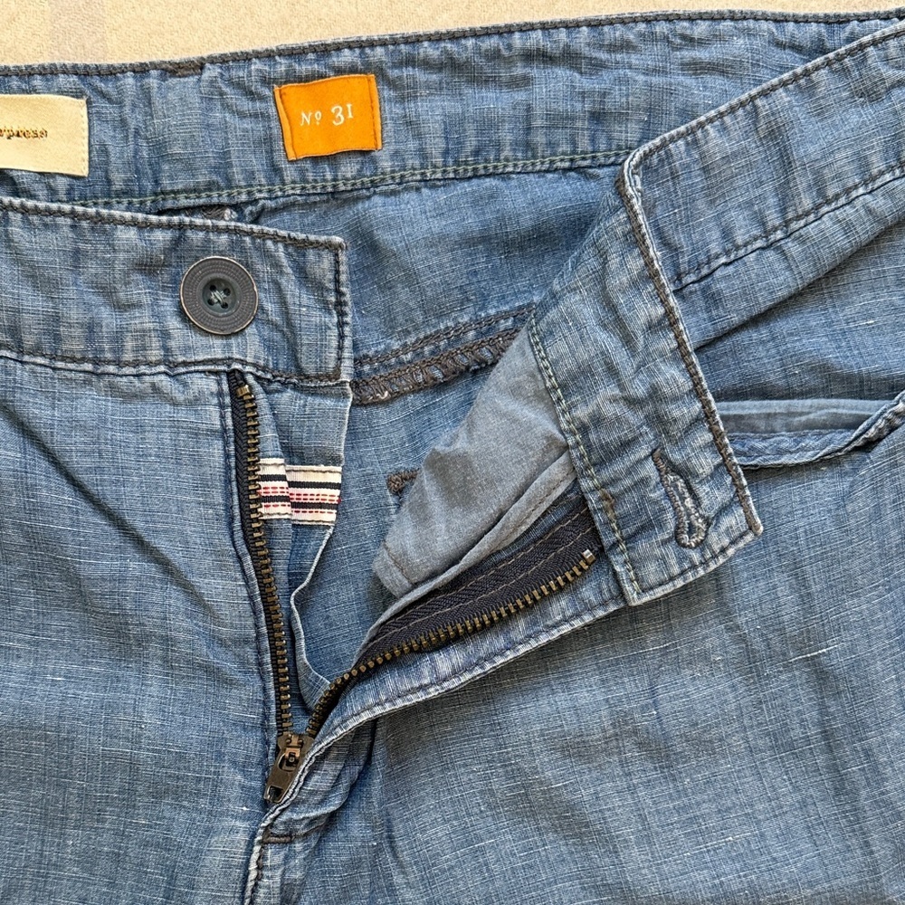 Pilcro Blue Tencel Linen Wide Leg Chambray Pants - Picture 7 of 14